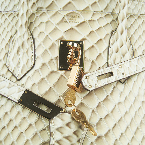 High Quality Fake Hermes Birkin 35CM Fish Veins Leather Bag Beige 6089 - Click Image to Close